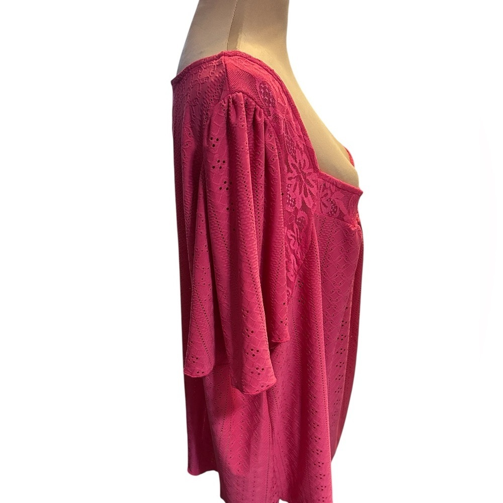 SHEIN Curve Plus Women’s Pink Square Neck Top Flowers on Neckline Size 24-26 NWT - Picture 5 of 10